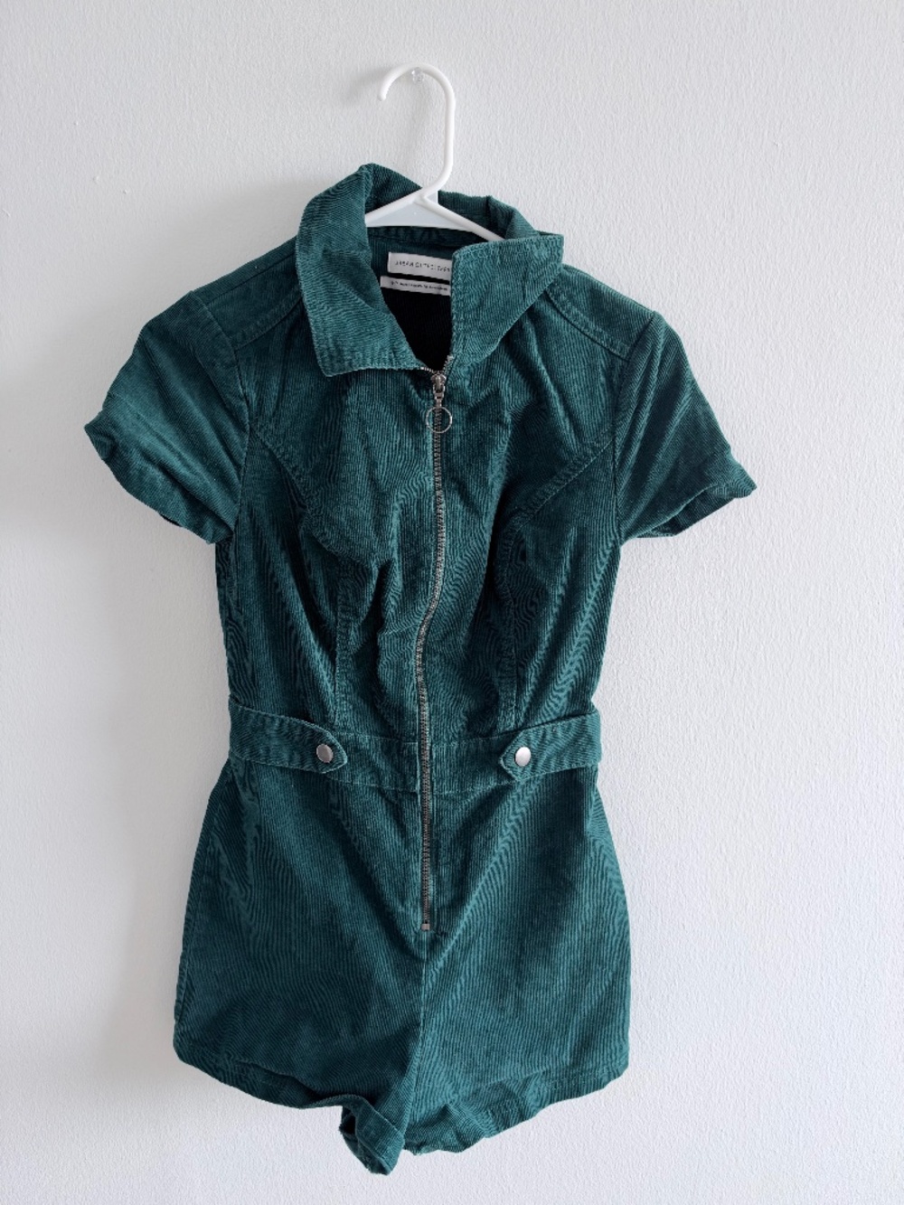 Urban Outfitters Green Corduroy Zip Front Romper